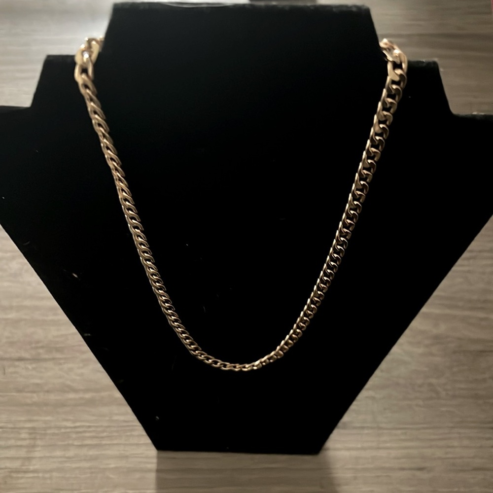 Cuban link style chain necklace, 20” plated 14k gold